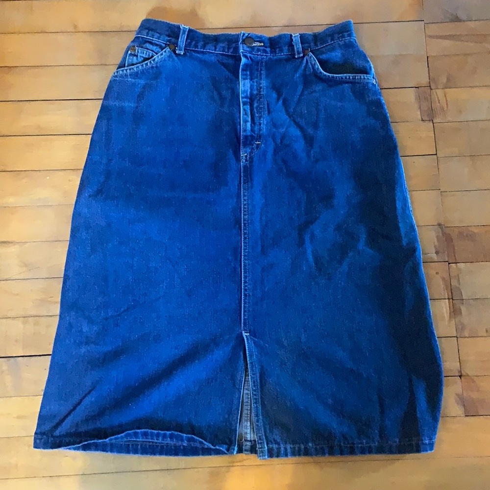 Denim Pencil Skirt Lee Jeans Vintage Long skirt front slit